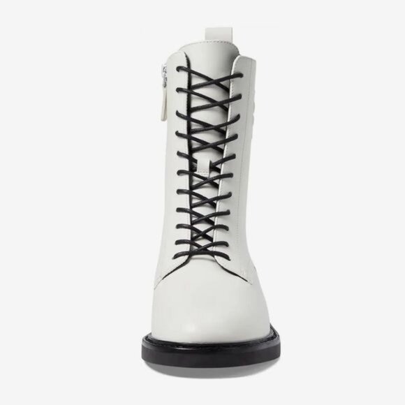NWOB Tory Burch Double-T Croc Embossed Combat Boot in Blanc Size 7.5 - Picture 3 of 15